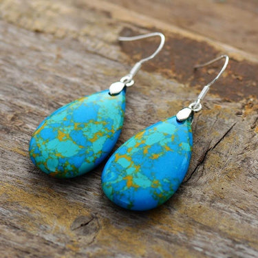 Vast of Ocean Turquoise Teardrop Earrings-Your Soul Place